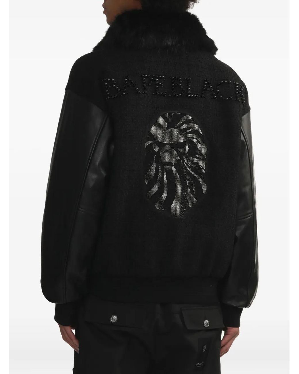 A Bathing Ape Black Trimmed-Collar Bomber Jacket for men