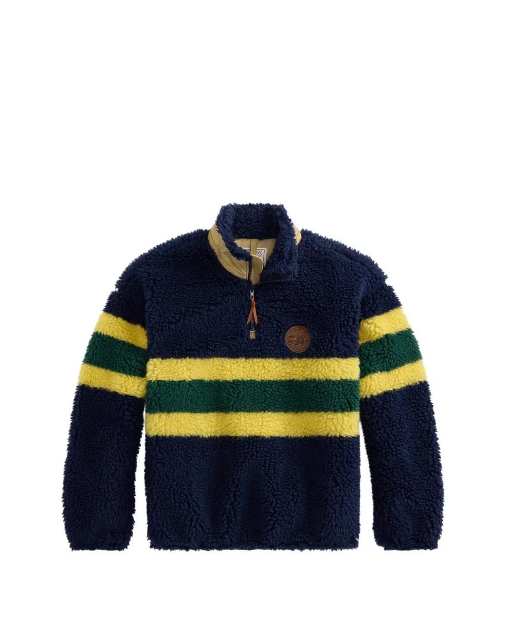 Polo Ralph Lauren Blue Striped Pile-Fleece Pullover for men