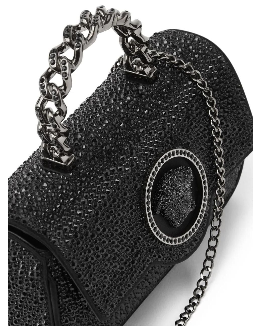 Versace Black La Medusa Crystal-Embellished Mini Bag