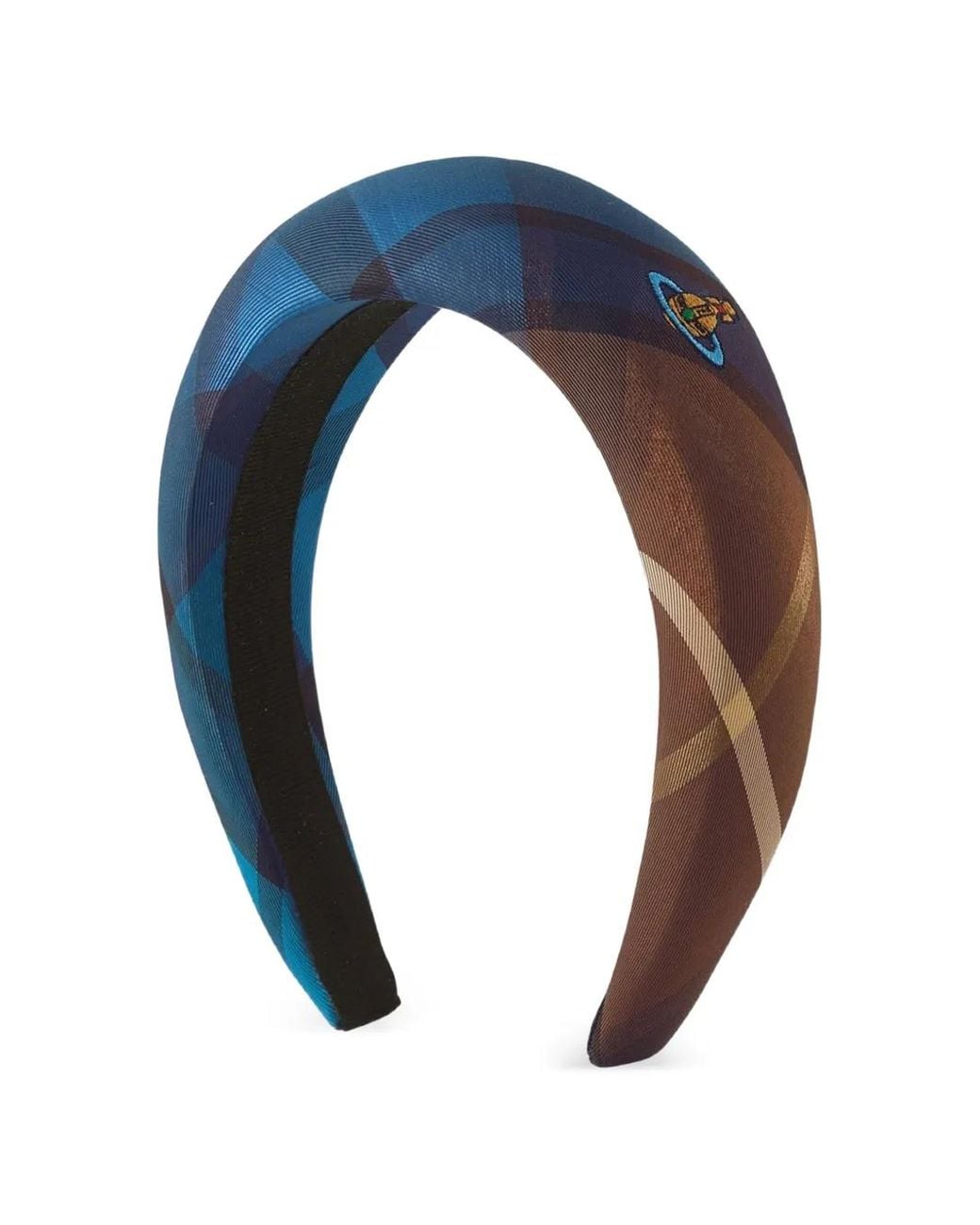 Vivienne Westwood Blue Tartan-Print Orb-Embroidered Headband