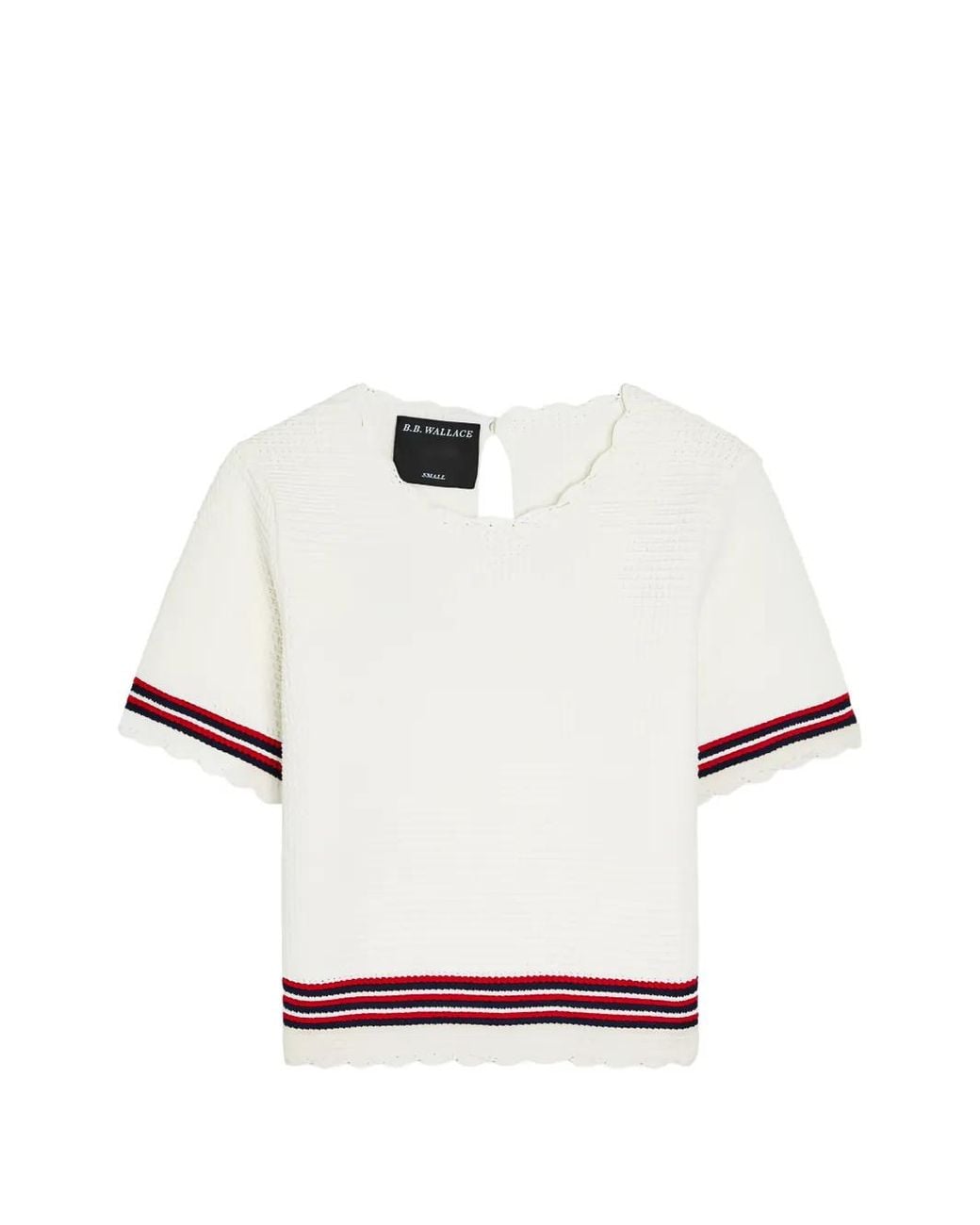 B.B. Wallace White Striped-Trim T-Shirt
