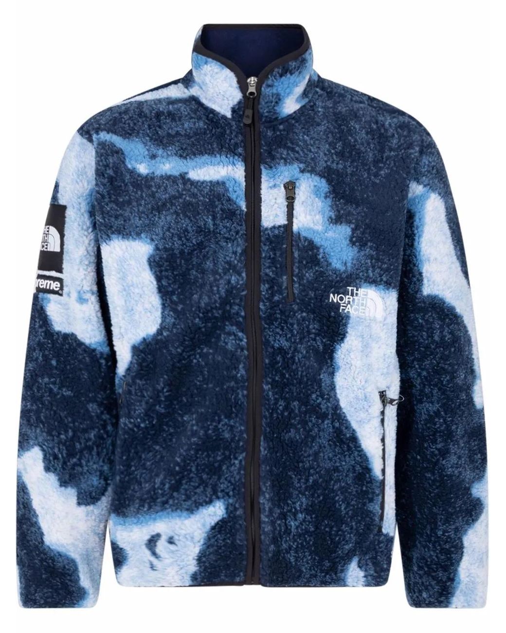 Supreme Blue X The North Face Bleached Denim Fleece Jacket