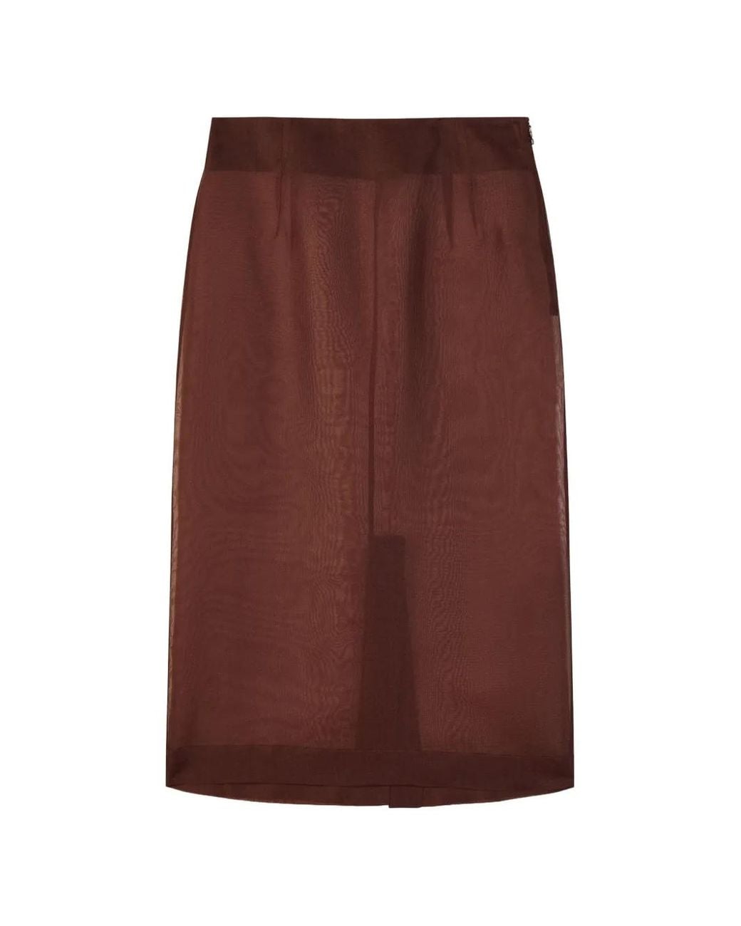 Patrizia Pepe Brown Sheer Midi Skirt