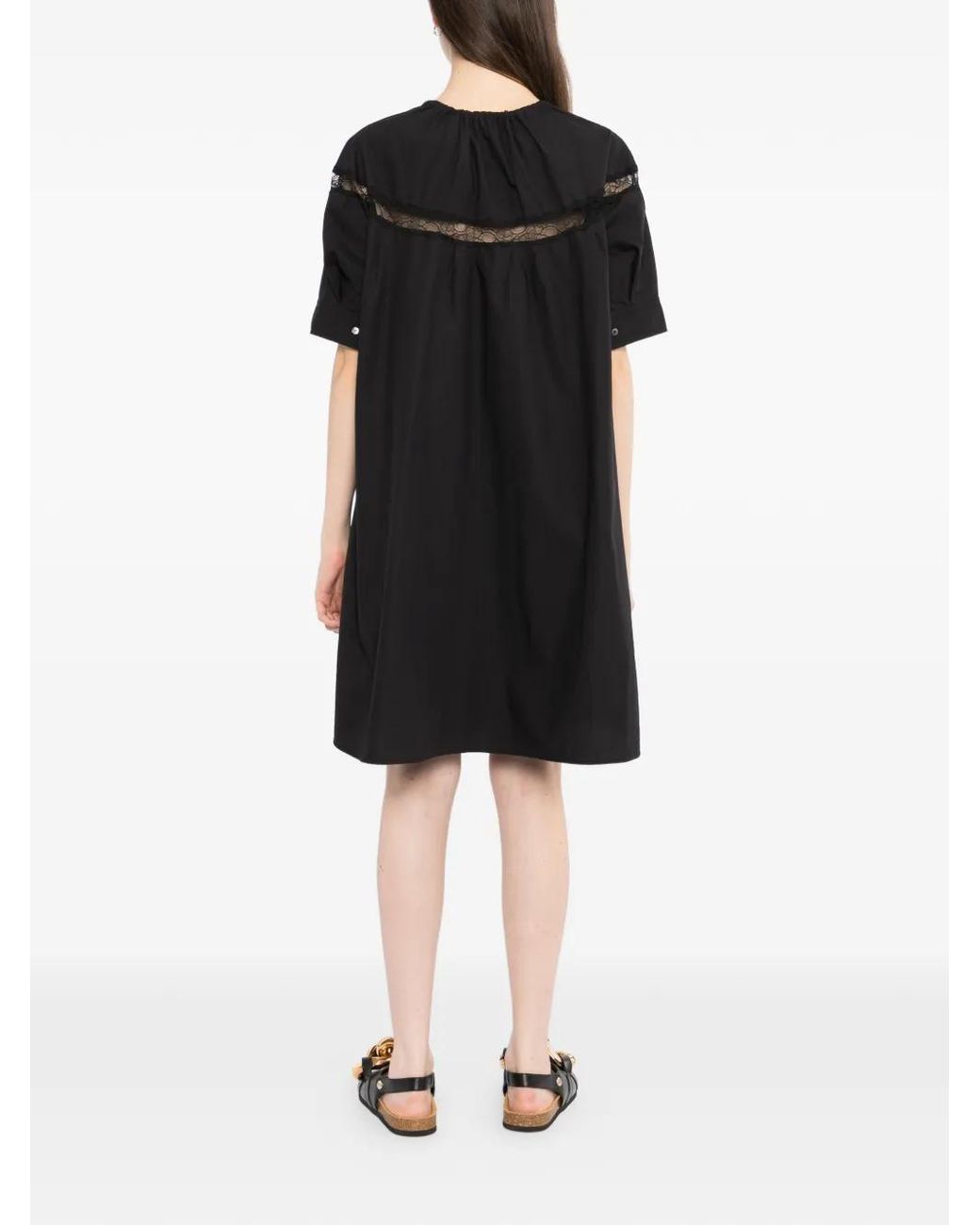 JNBY Black Twisted Lace-Trim Dress