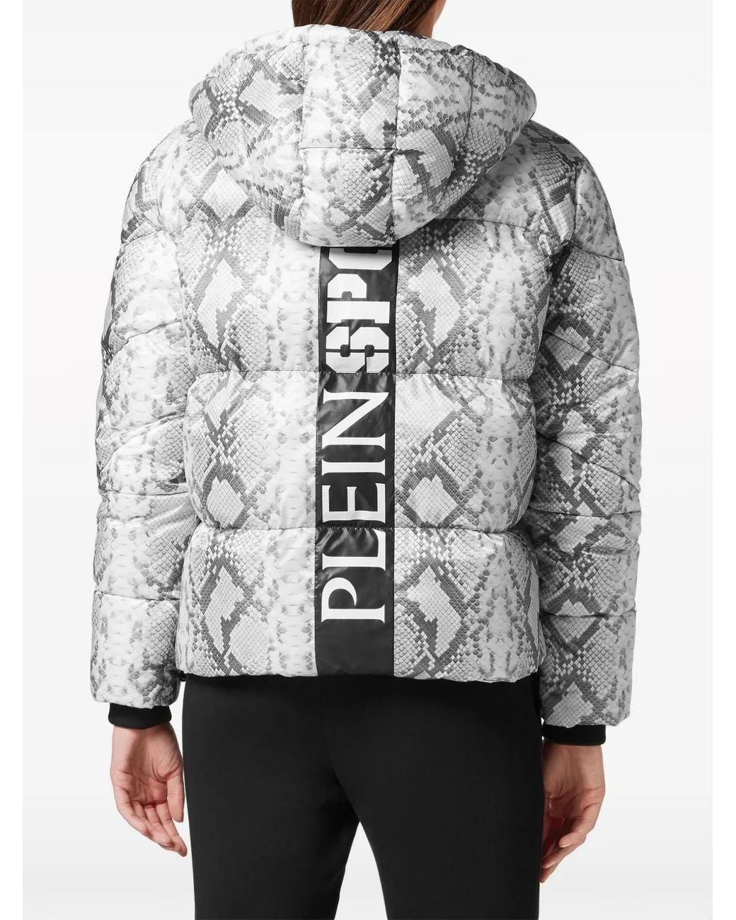 Philipp Plein Gray Logo-Print Puffer Jacket