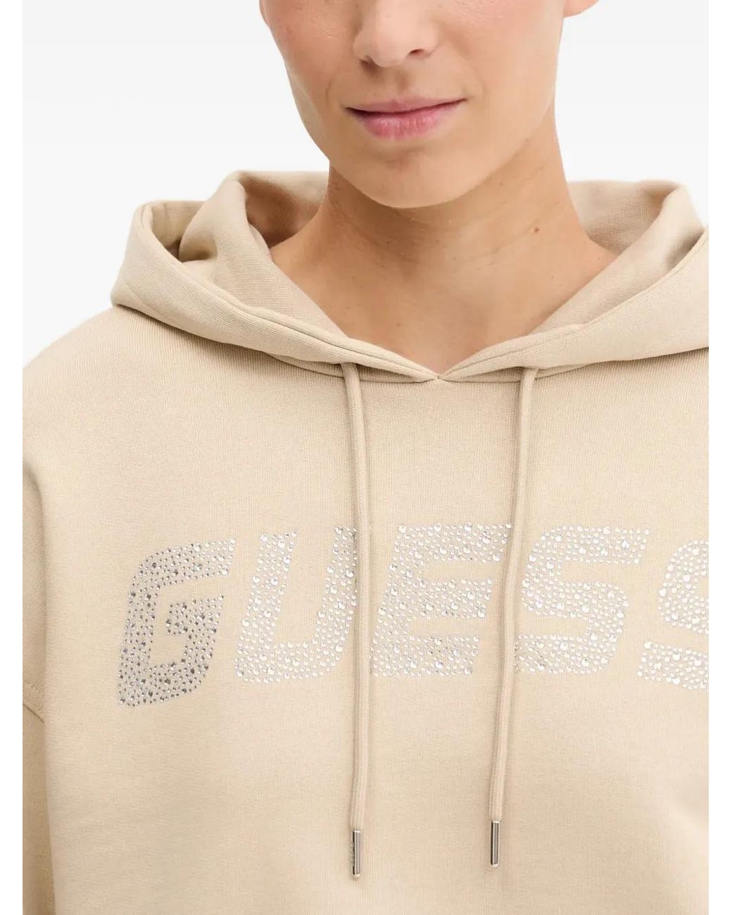 Guess Natural Primula Logo-Detail Cotton Hoodie