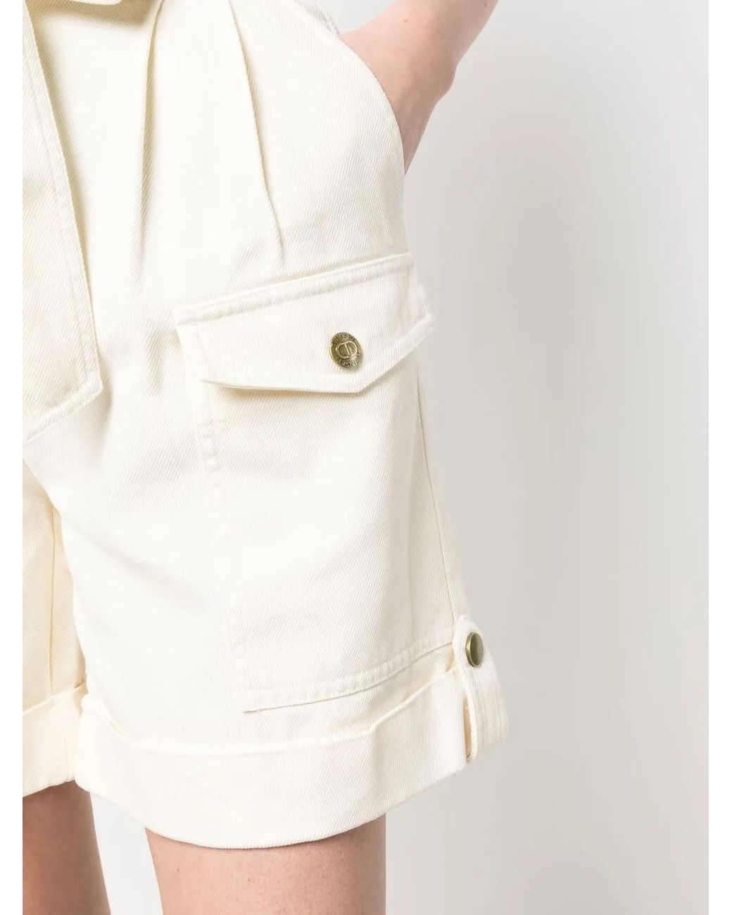 Twinset Natural Belted Cotton Cargo Shorts