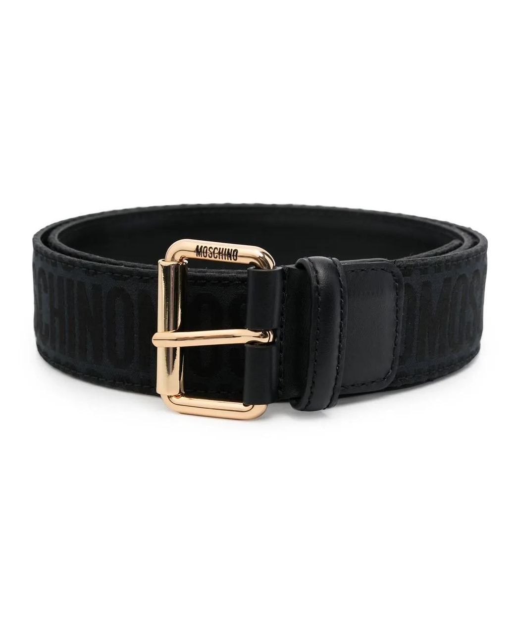 Moschino Black Monogram Leather Belt for men