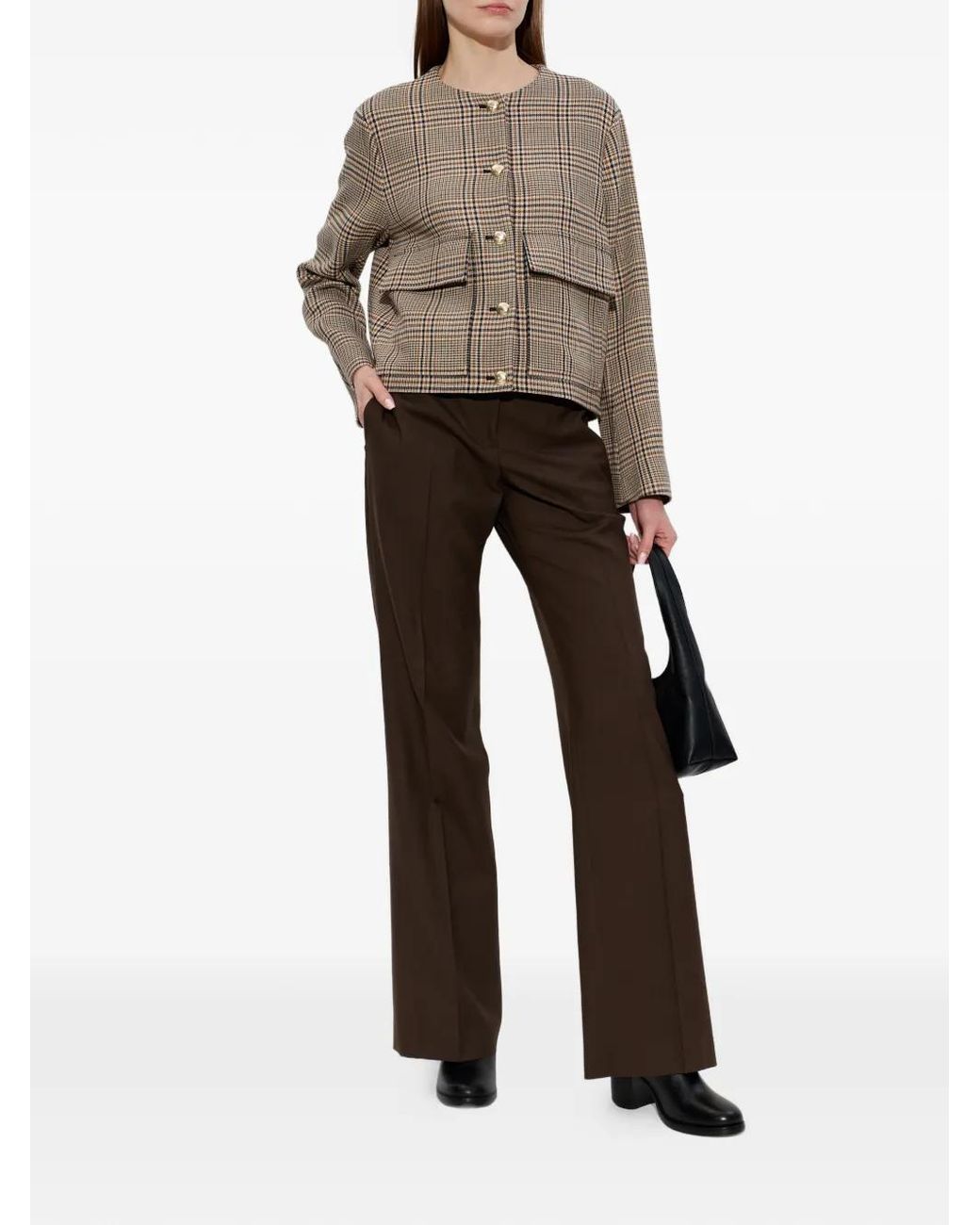 Paul Smith Brown Check-Pattern Buttoned Jacket