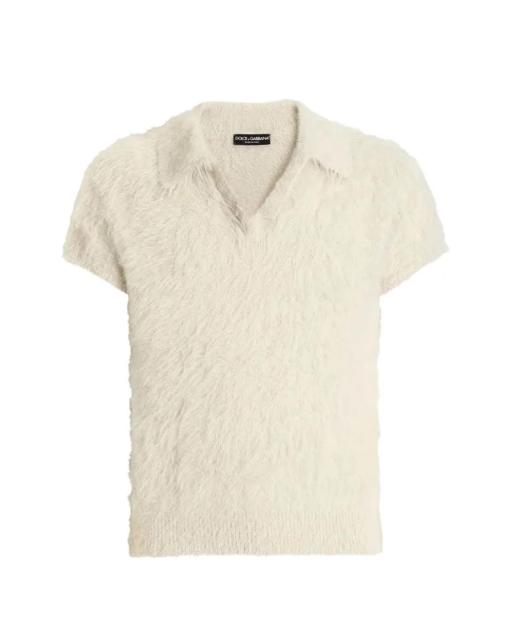 Dolce & Gabbana White Knit Polo Shirt for men