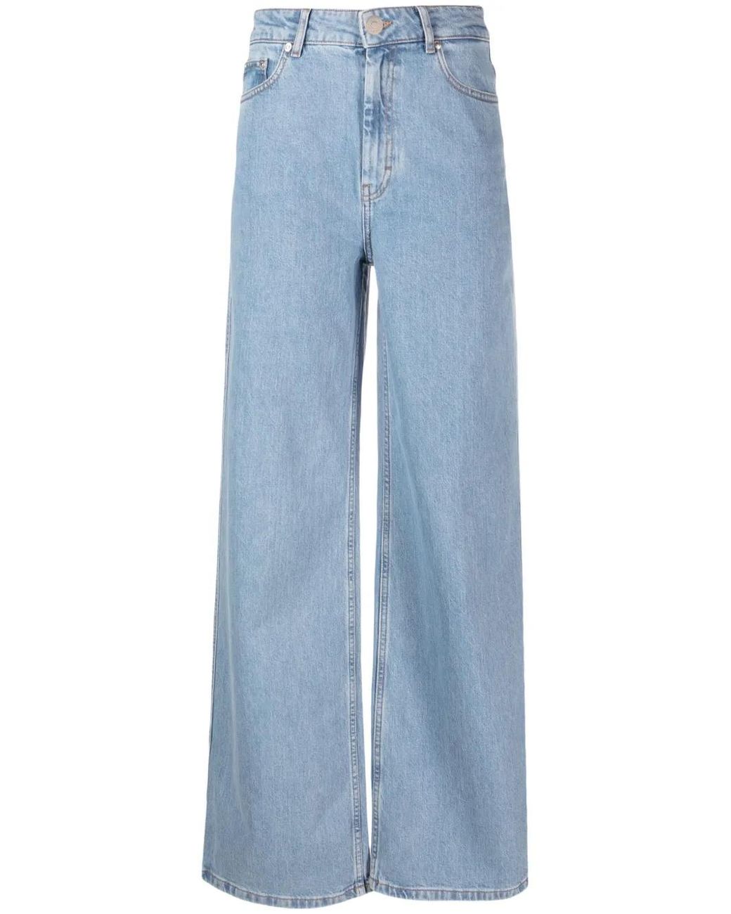 Gestuz Blue Mid-Rise Wide-Leg Jeans