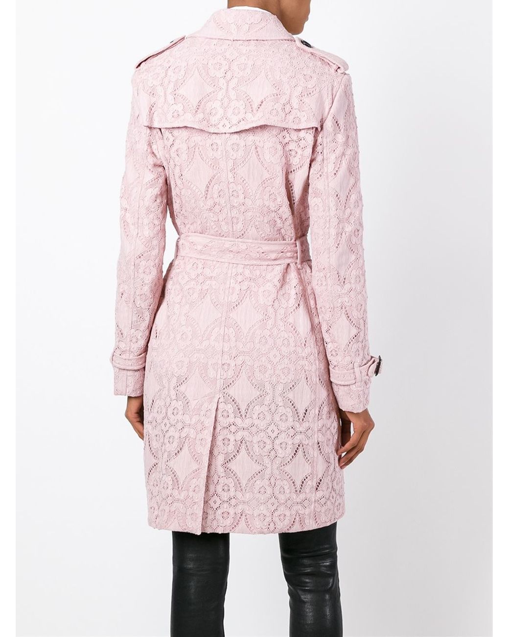 Burberry Floral Lace Trench Coat in Pink | Lyst Burberry Floral Lace Trench Coat in Pink | Lyst