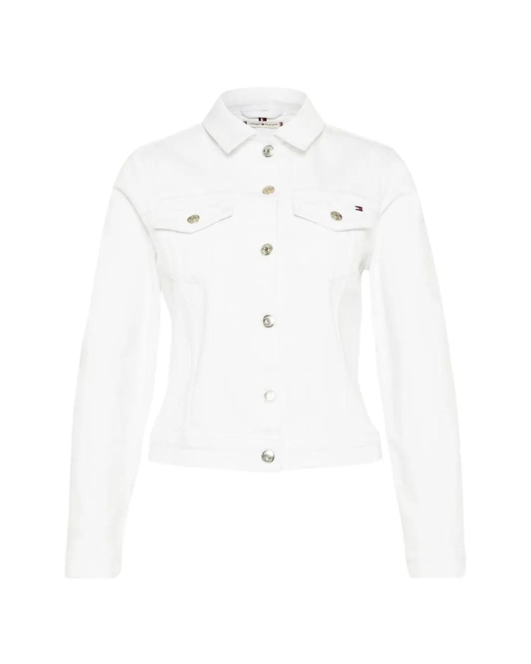 Tommy Hilfiger White Cropped Denim Flap Jacket
