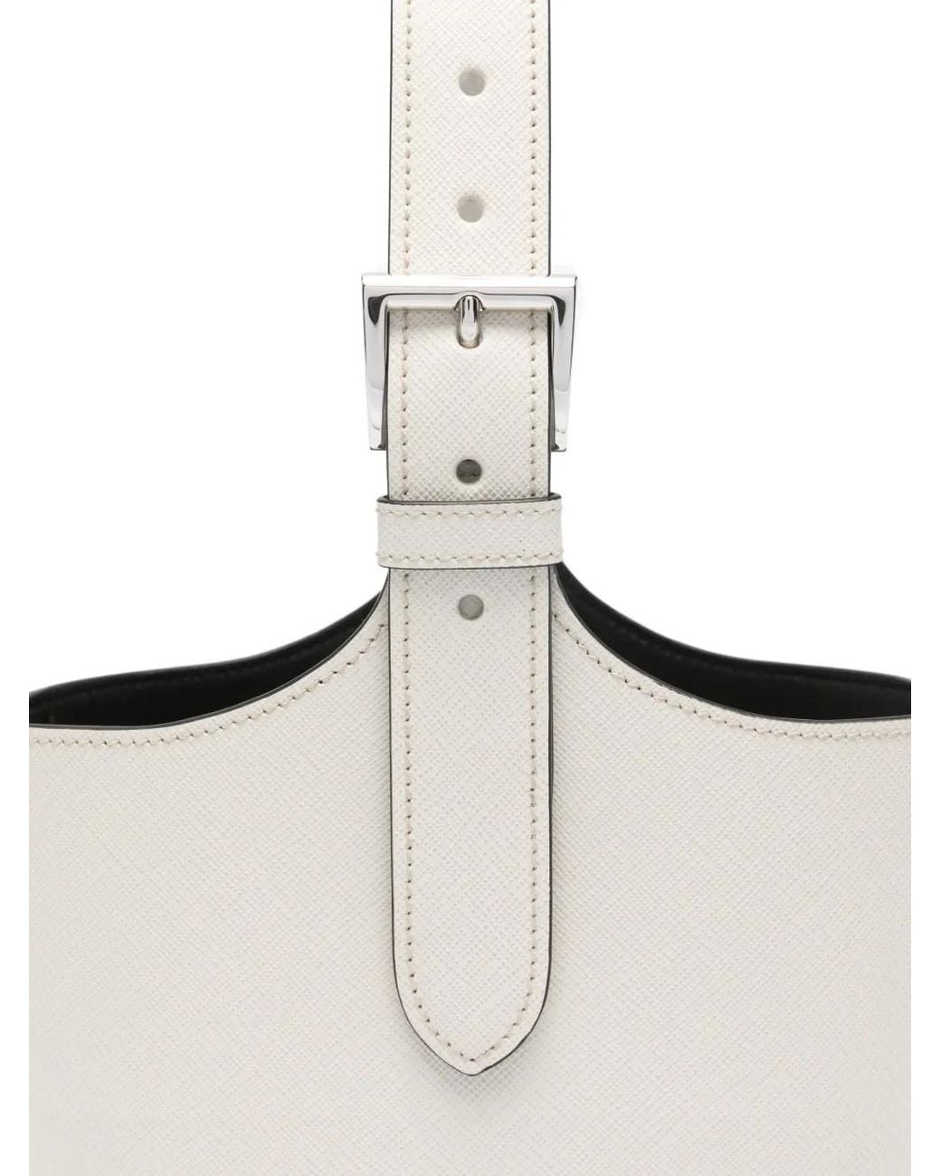 Prada White Sac Seau À Logo Imprimé