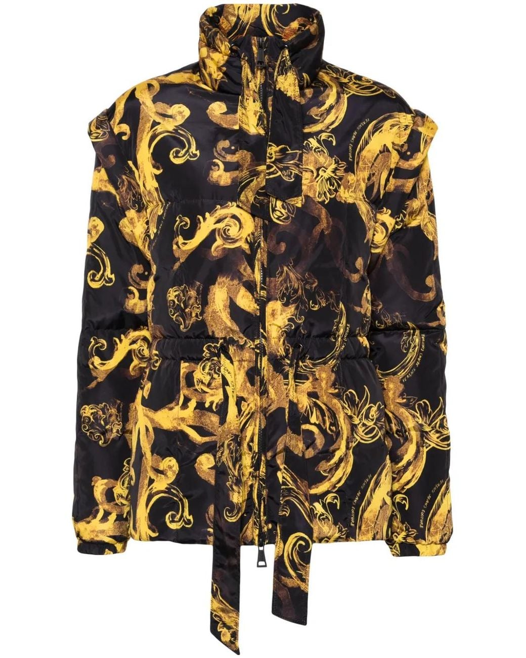 Versace Jeans Couture Black Barocco-Print Down Jacket
