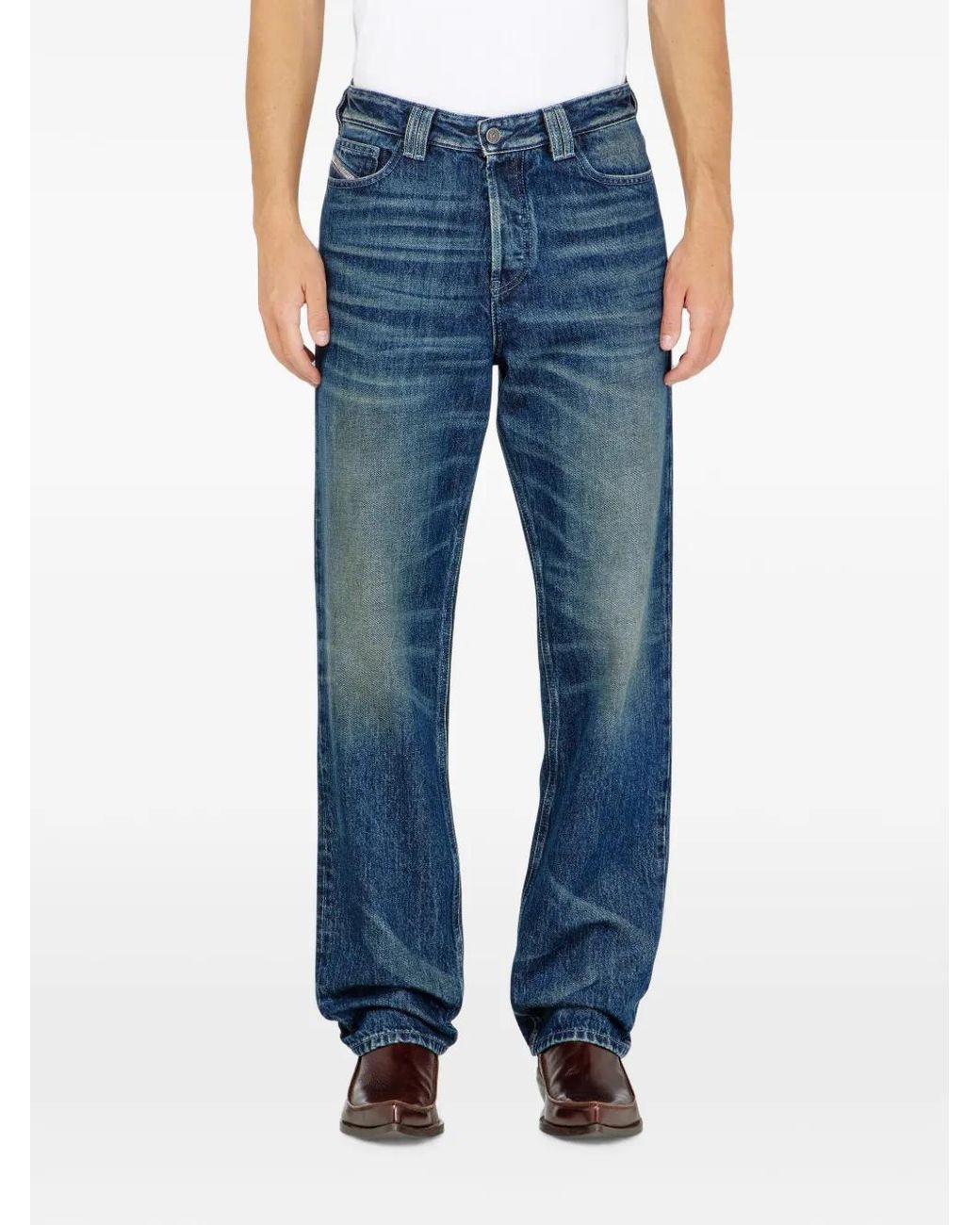 DIESEL Blue Subtle Fading Straight-Leg Silk-Nylon Blend Jeans for men