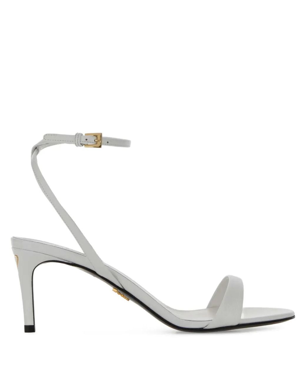 Prada White Leather Buckled Sandals