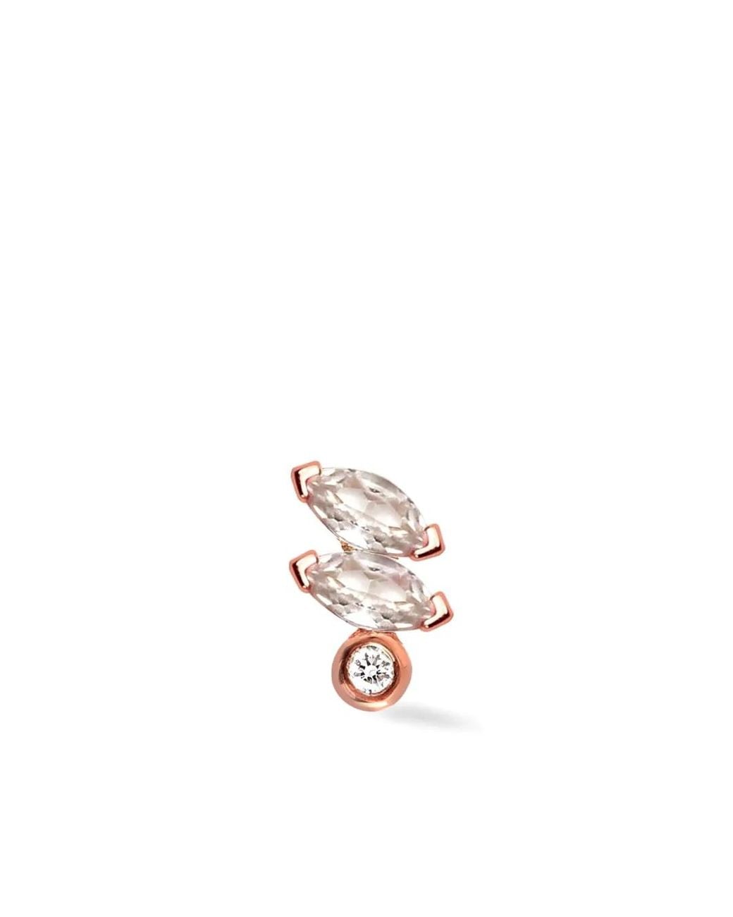 Lark & Berry White 14Kt Rose Veto Diamond And Sapphire Earring