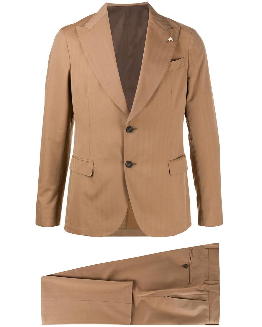 Manuel Ritz Brown Striped Single-Breasted Suit for men