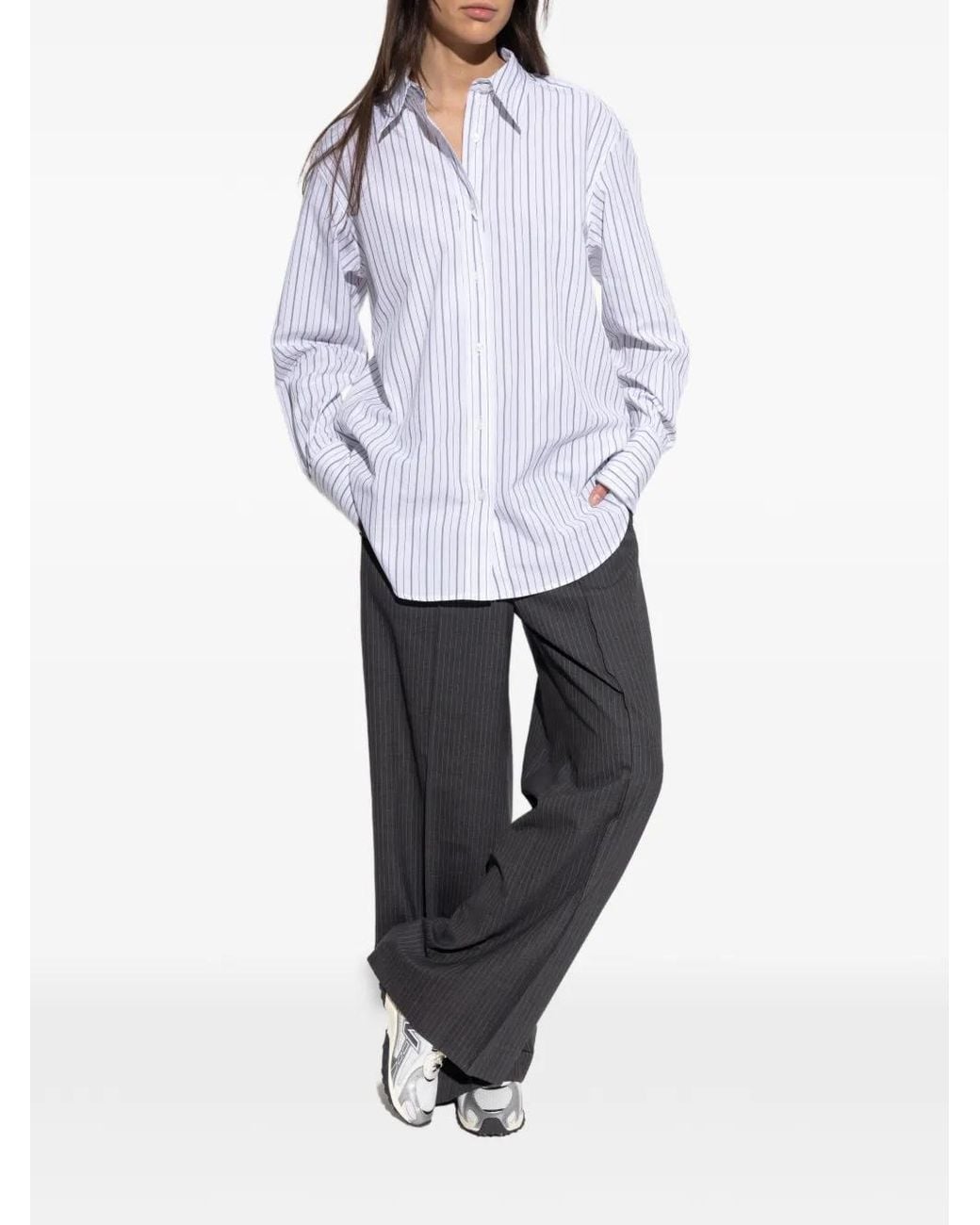 Samsøe & Samsøe White Striped Button-Down Shirt