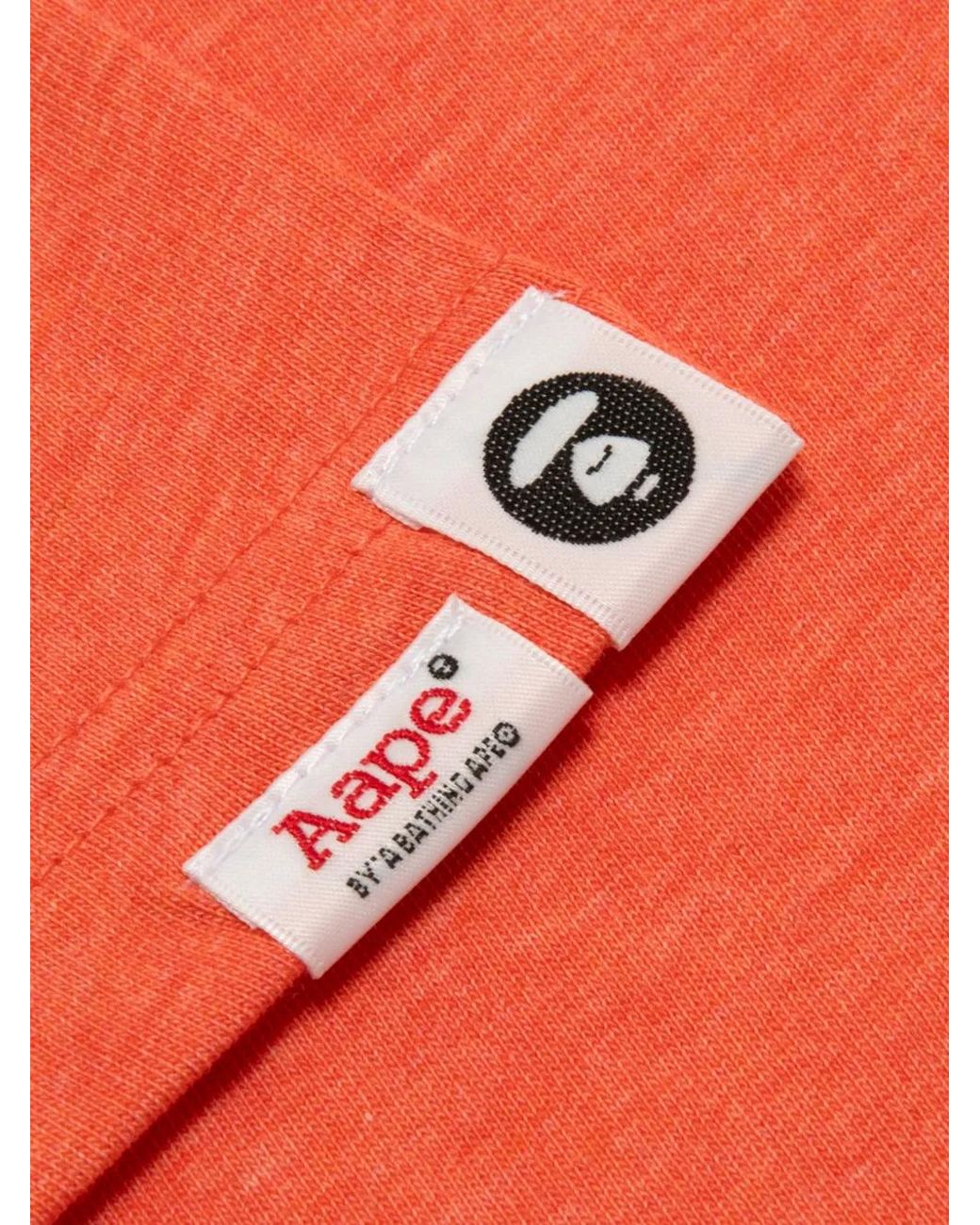Aape By A Bathing Ape Orange Moonface Logo-Print Cotton T-Shirt for men