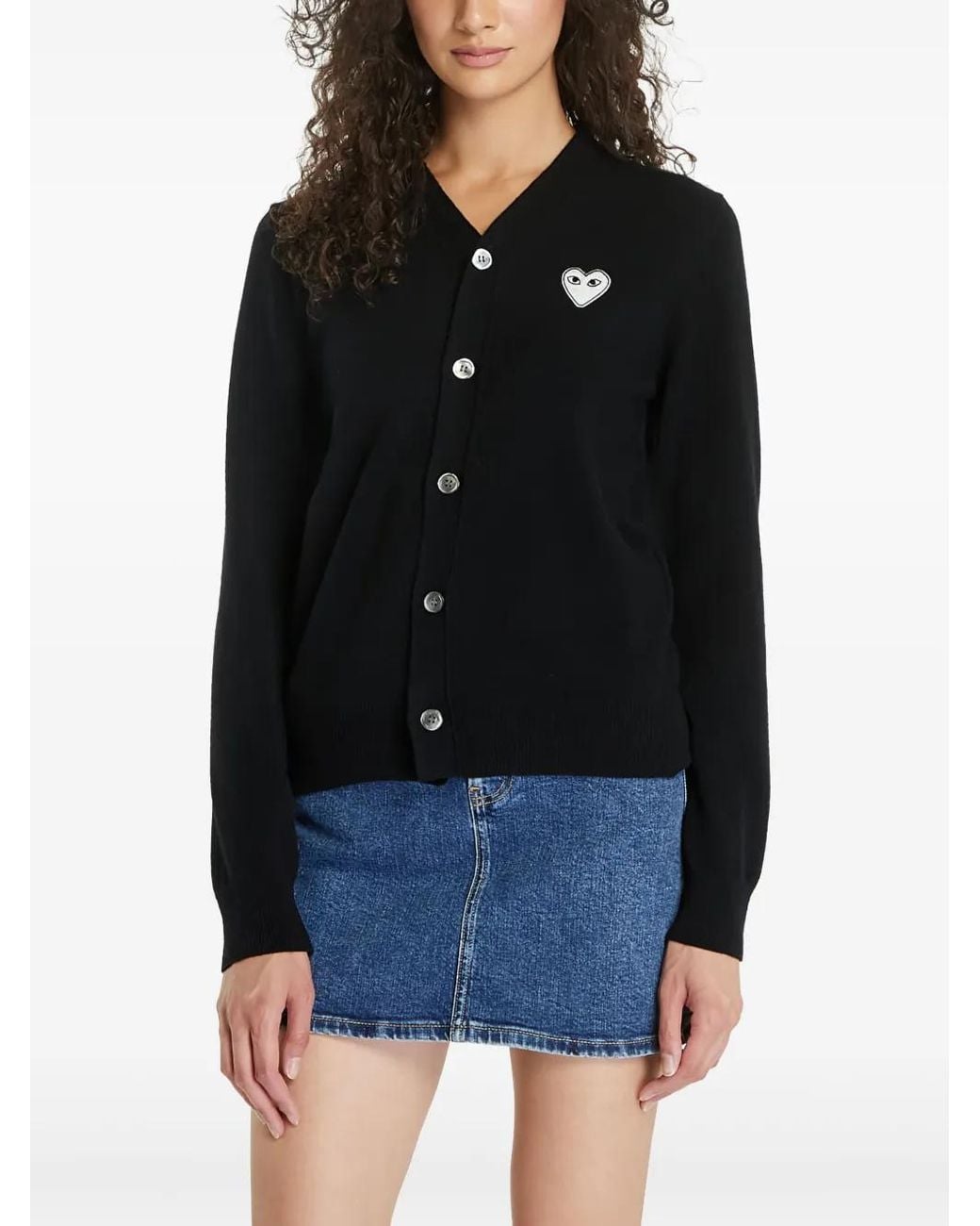 COMME DES GARÇONS PLAY Black Heart-Patch Wool Cardigan