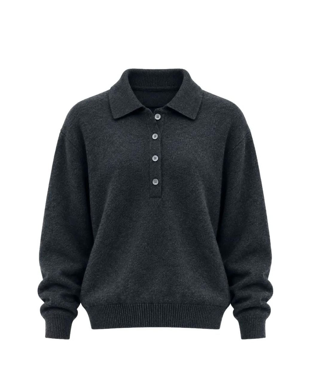 Low Classic Blue Button-Up Polo Sweater