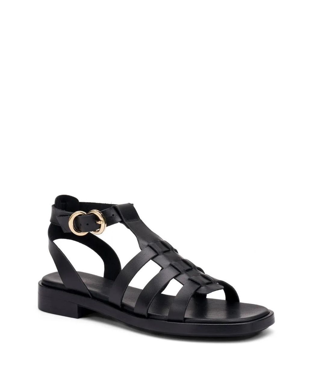 Frau Black Cage Leather Sandals