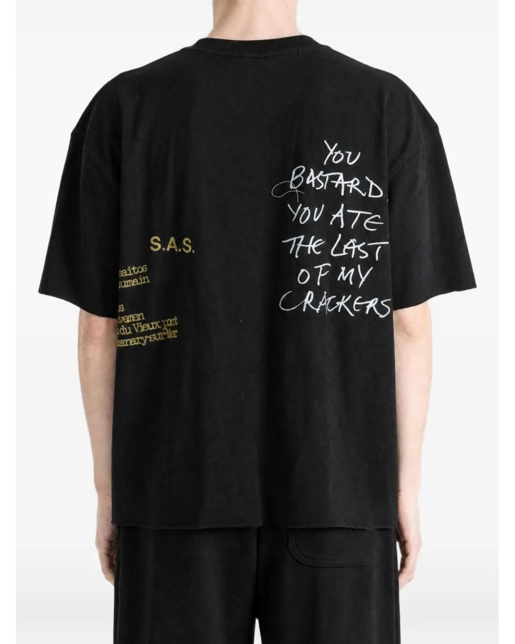 SAITOS Black Terry Collage Graphic-Print T-Shirt