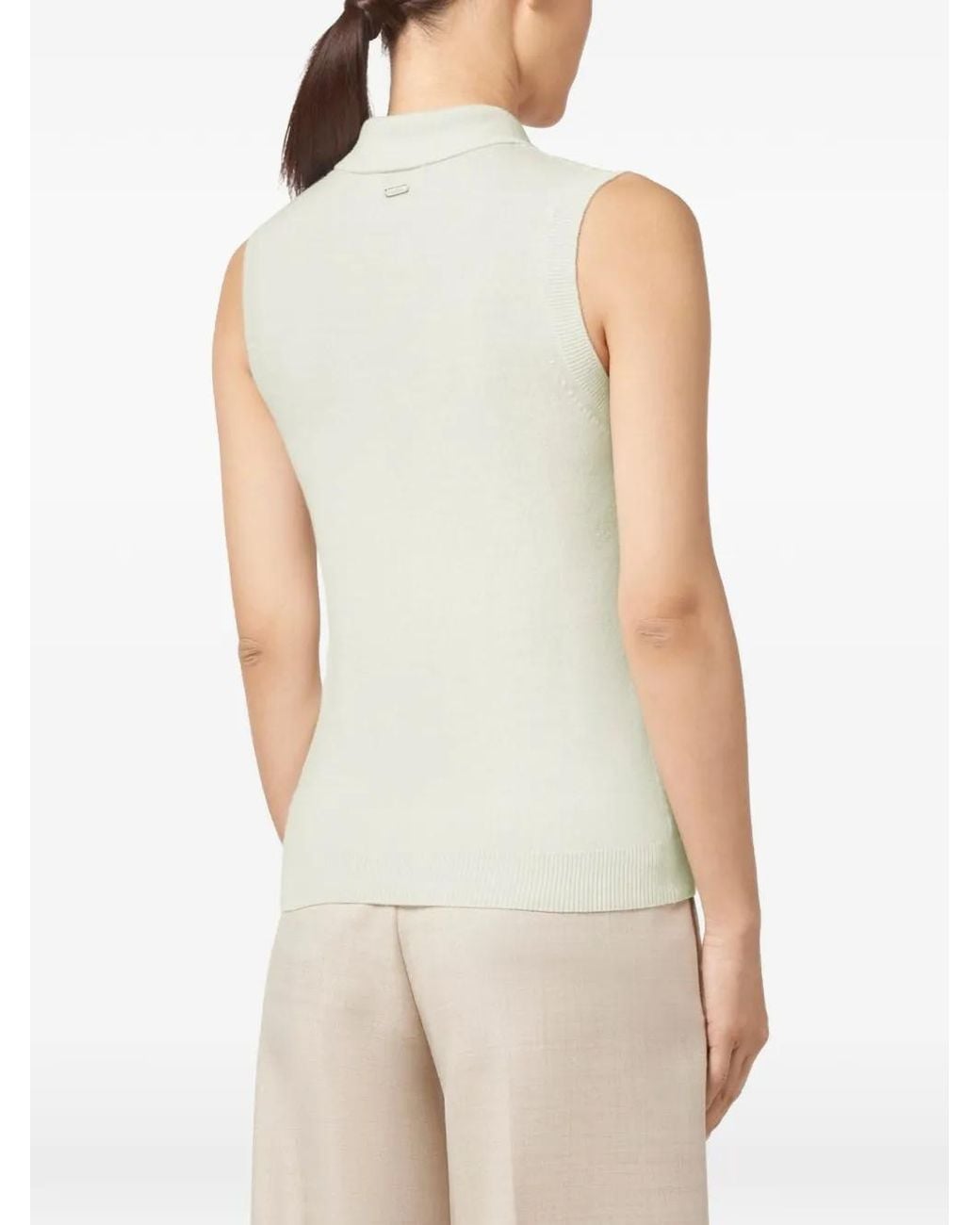 Paul & Shark White Sleeveless Knitted Polo Shirt