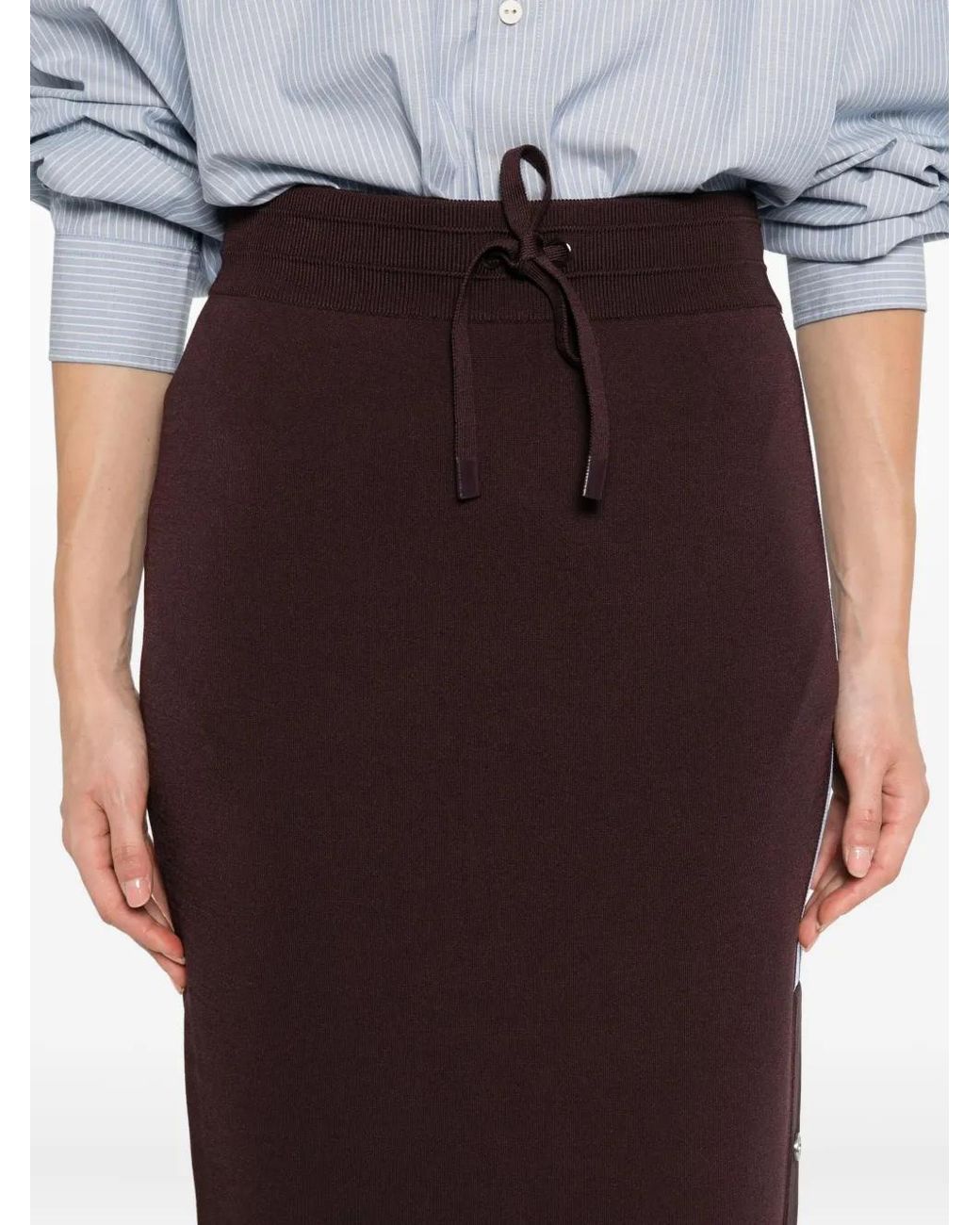 Pinko Purple Drawstring Side-Stripe Skirt