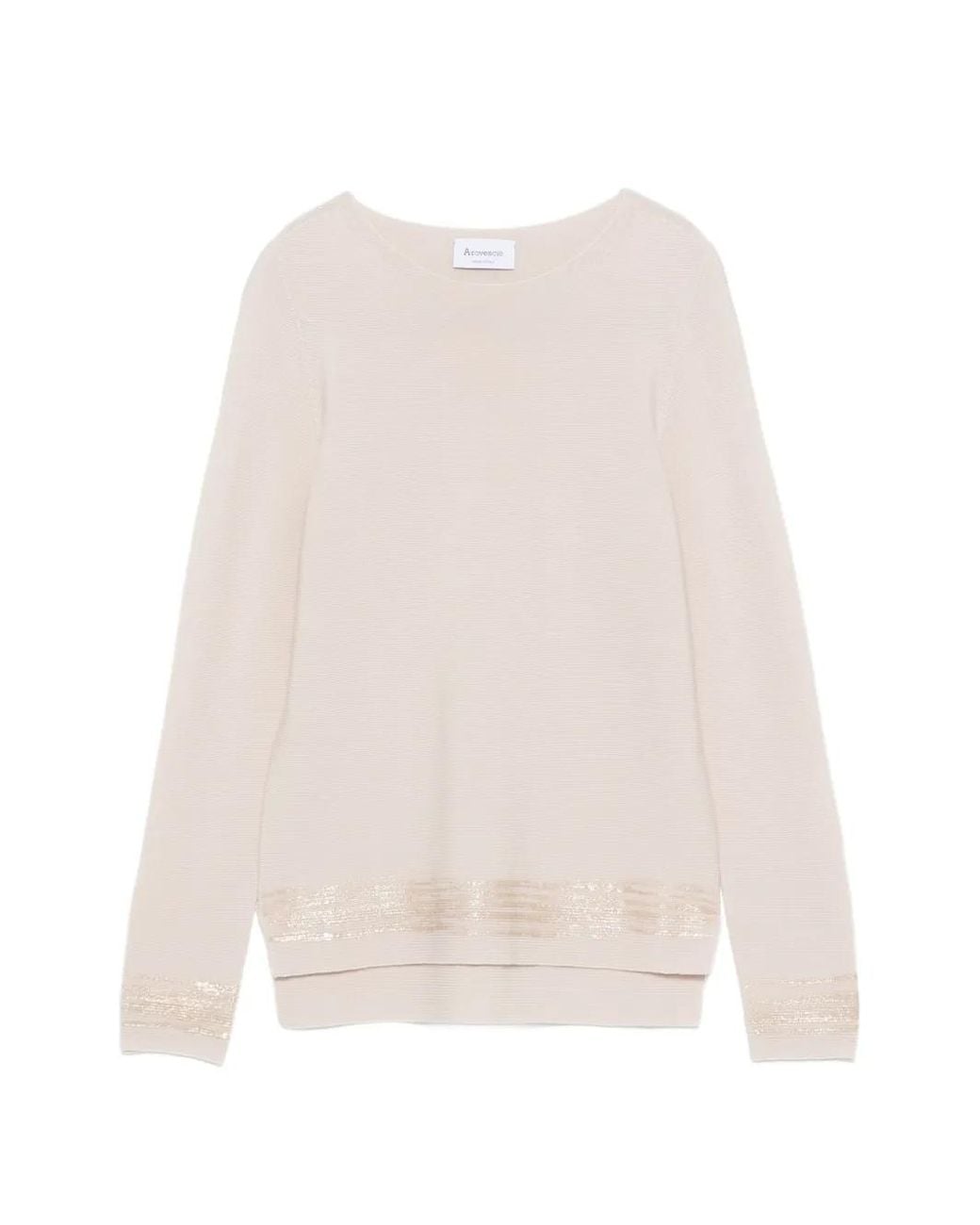 AROVESCIO White Glitter-Trim Boat-Neck Sweater