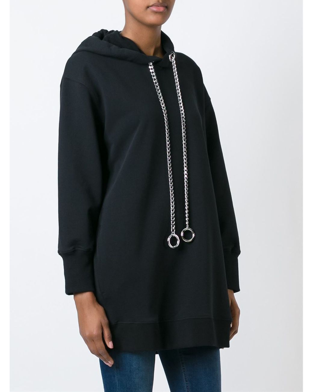 MSGM Chain Drawstring Hoodie in Black Lyst