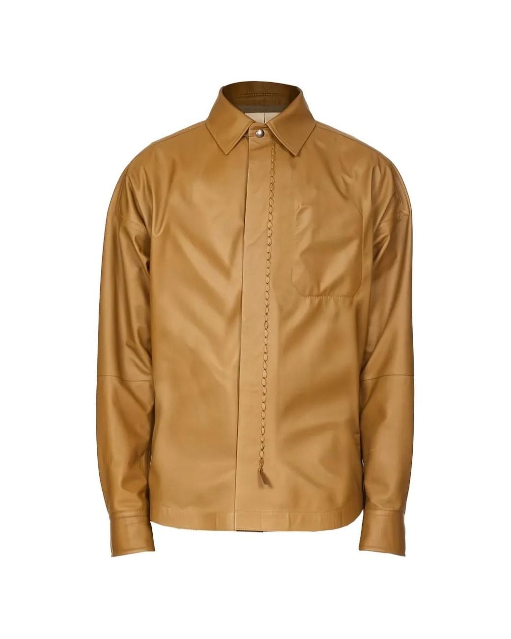 Ferragamo Brown Chain Leather Jacket for men