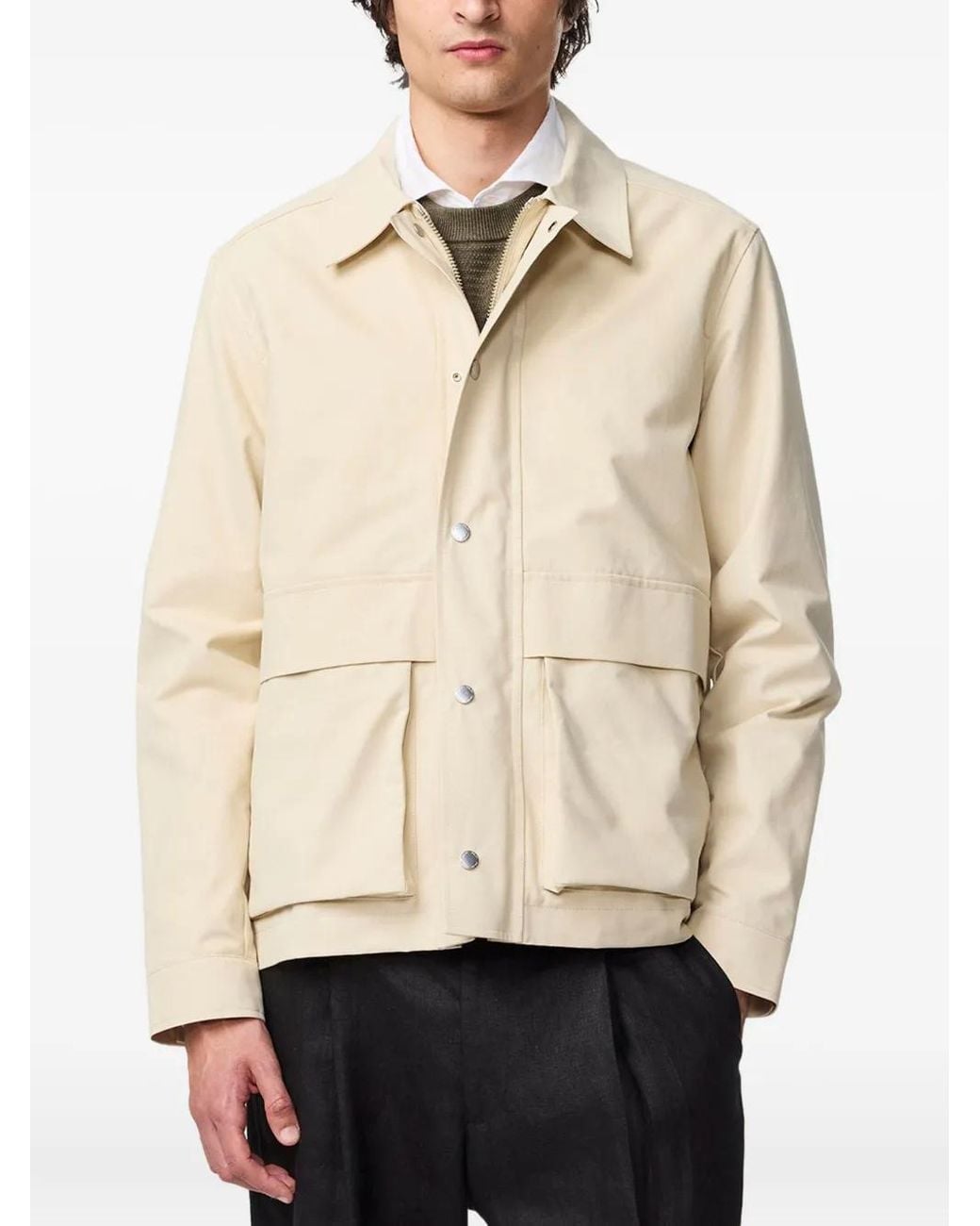 NN07 Natural Paulo Press-Stud Overshirt for men