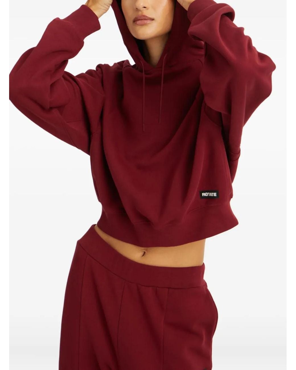 ROTATE BIRGER CHRISTENSEN Red Bordeaux-Hued Cropped Sweatshirt With Minimal Design