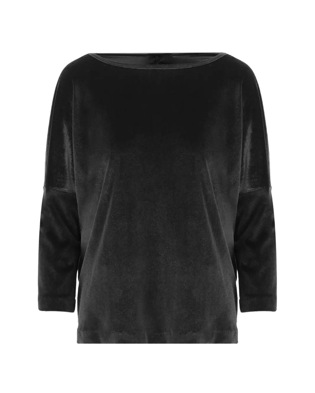 F.it Black Velvet-Effect Dropped-Shoulder Sweater