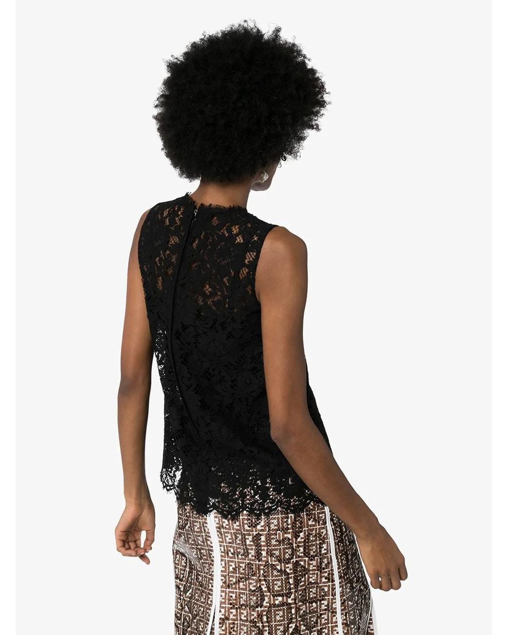 Dolce & Gabbana Black Cordonetto-Lace Sleeveless Tank Top