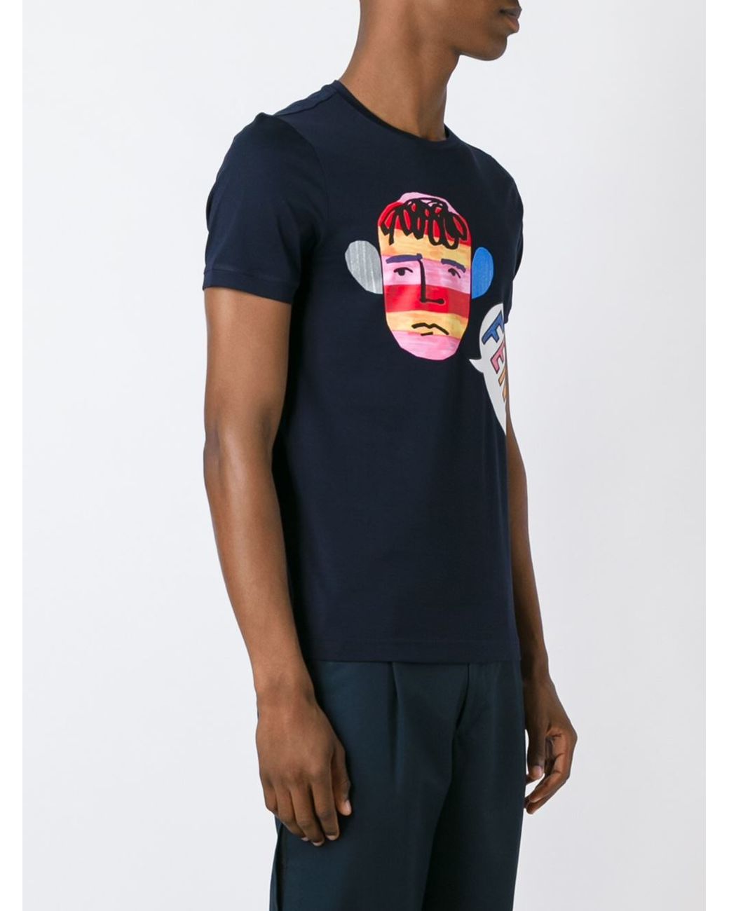 Fendi Face T-shirt in Black | Lyst