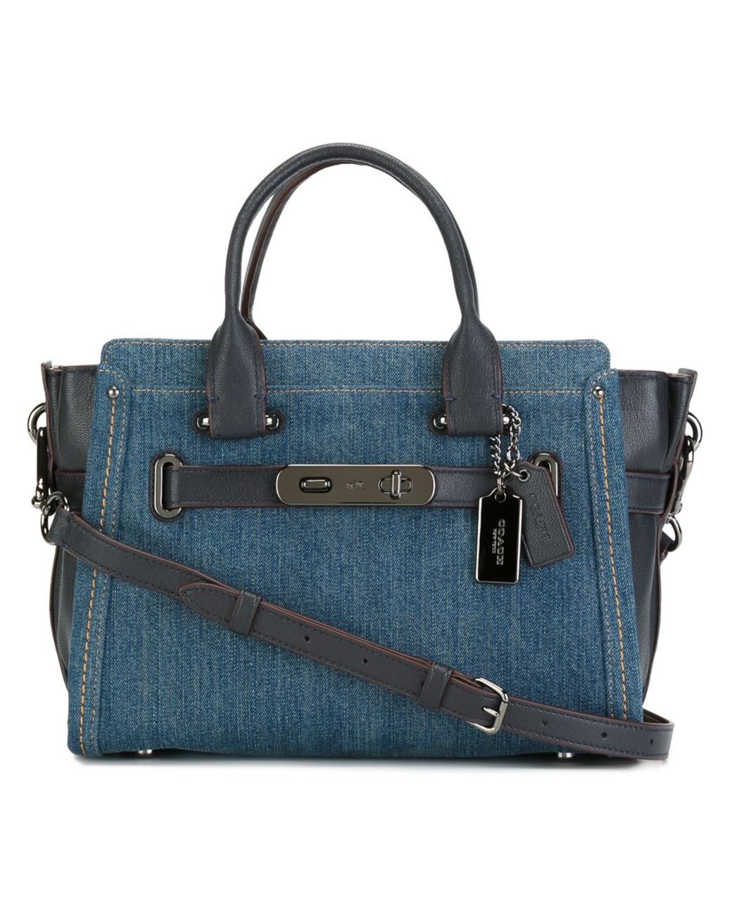 COACH Denim Shoulder Bag in Blue | Lyst