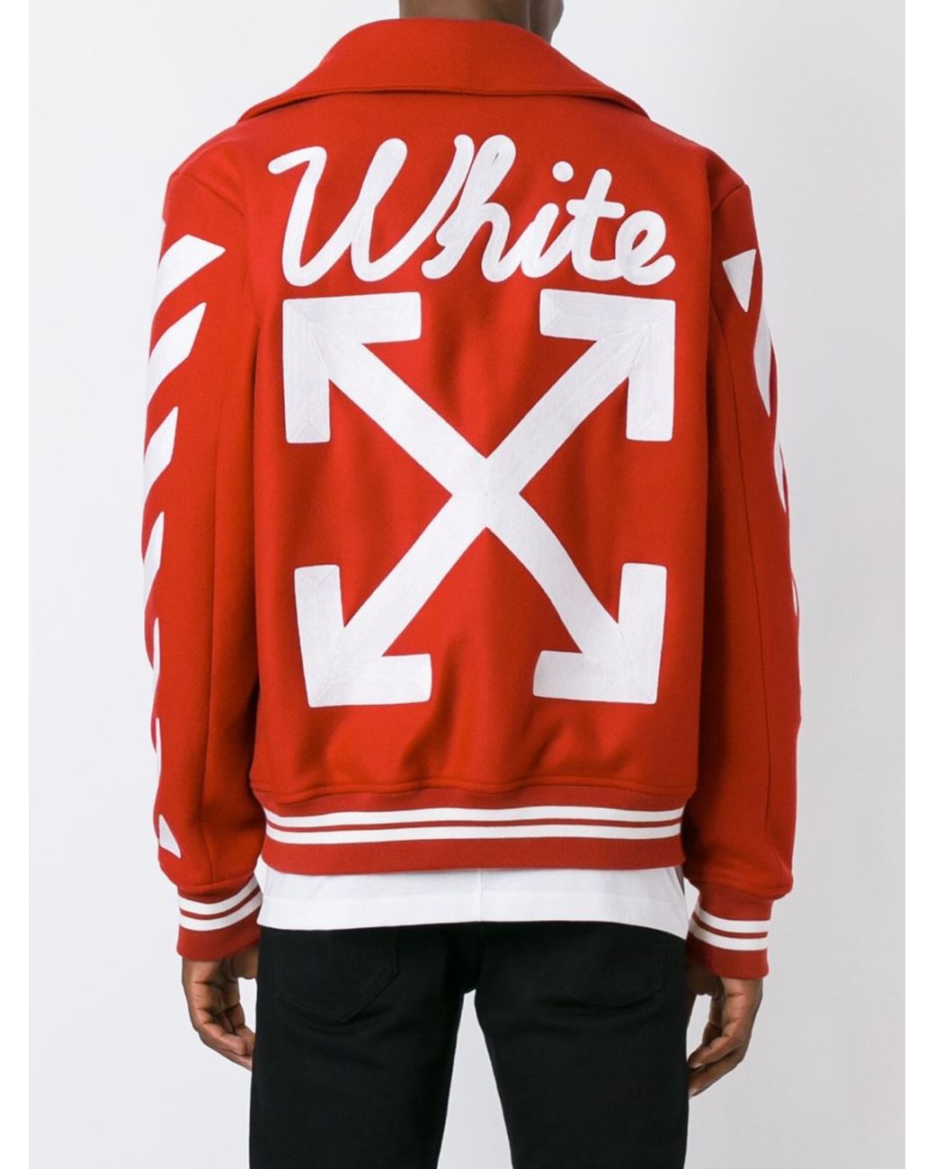 Off-White c/o Virgil Abloh Varsity Jacket in Red for Men | Lyst