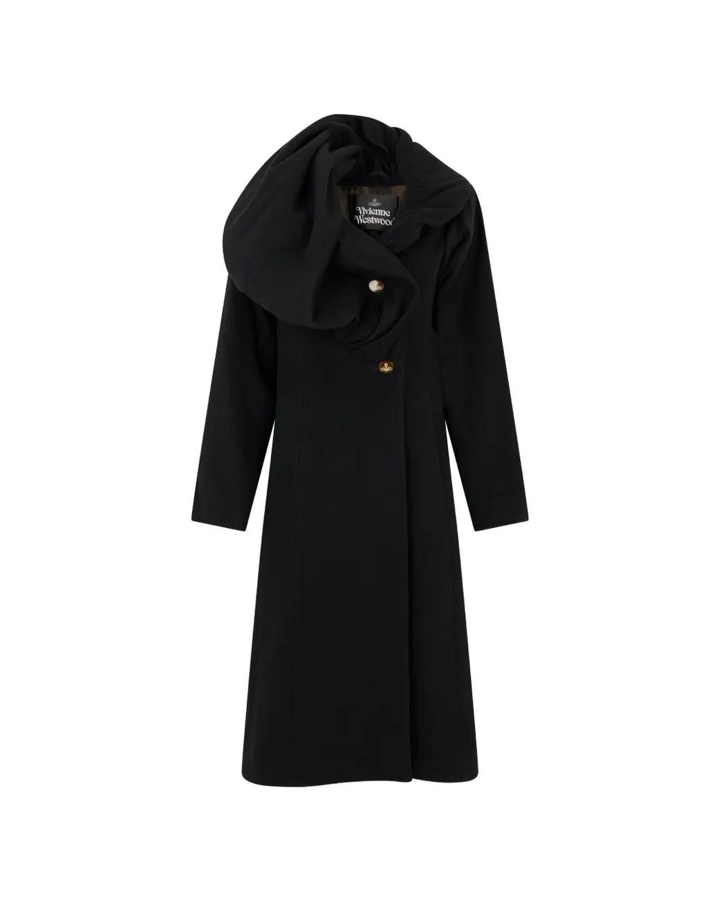 Vivienne Westwood Black Draped Asymmetric-Collar Coat