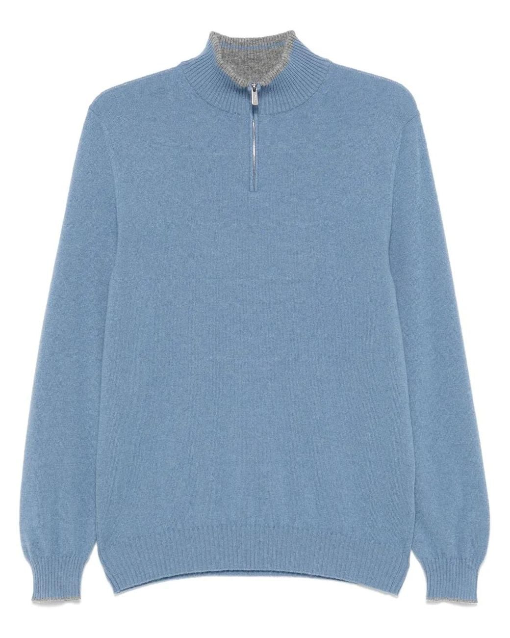Fedeli Blue Cashmere Cardigan for men