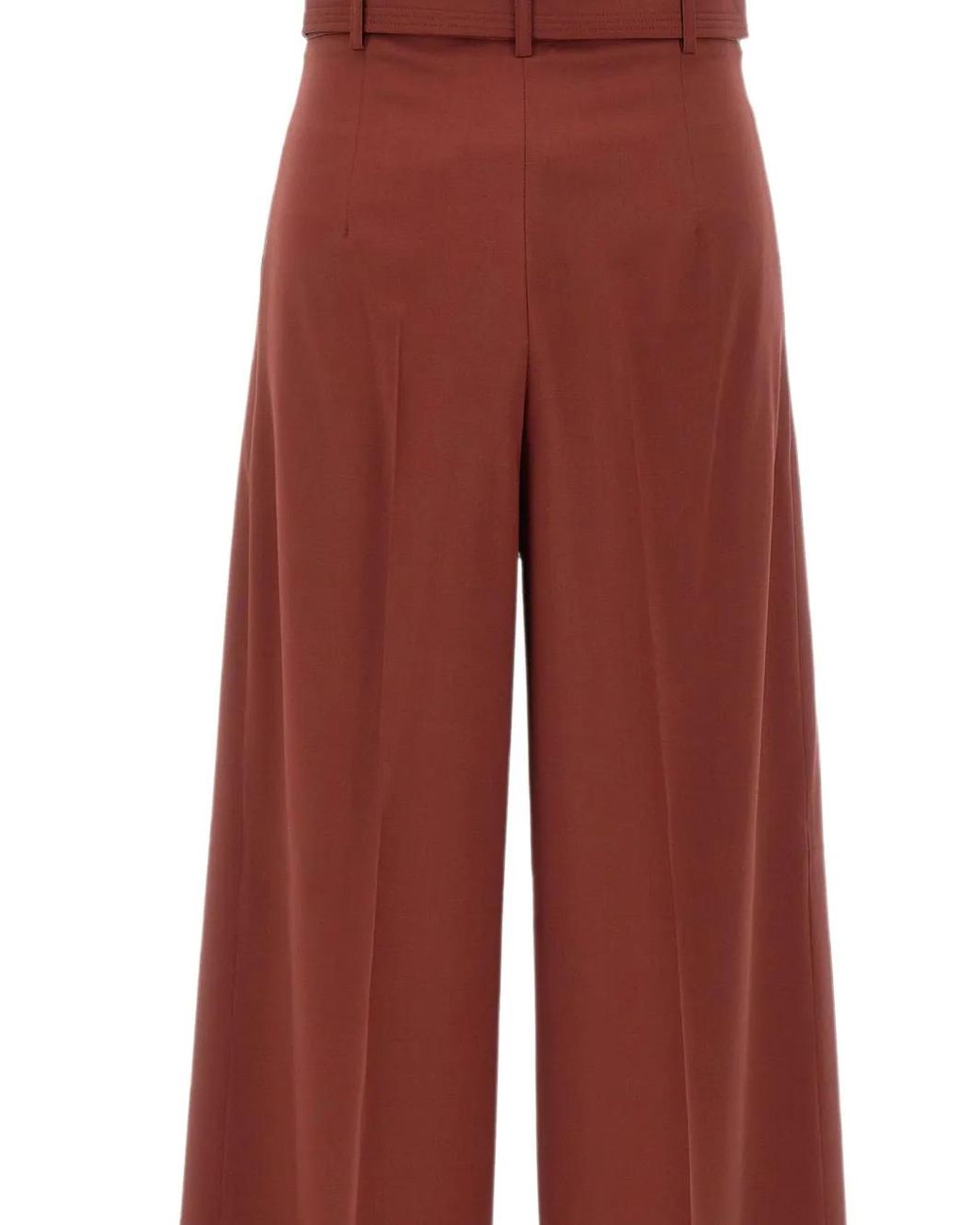 Max Mara Red Belted Pleated Trousers