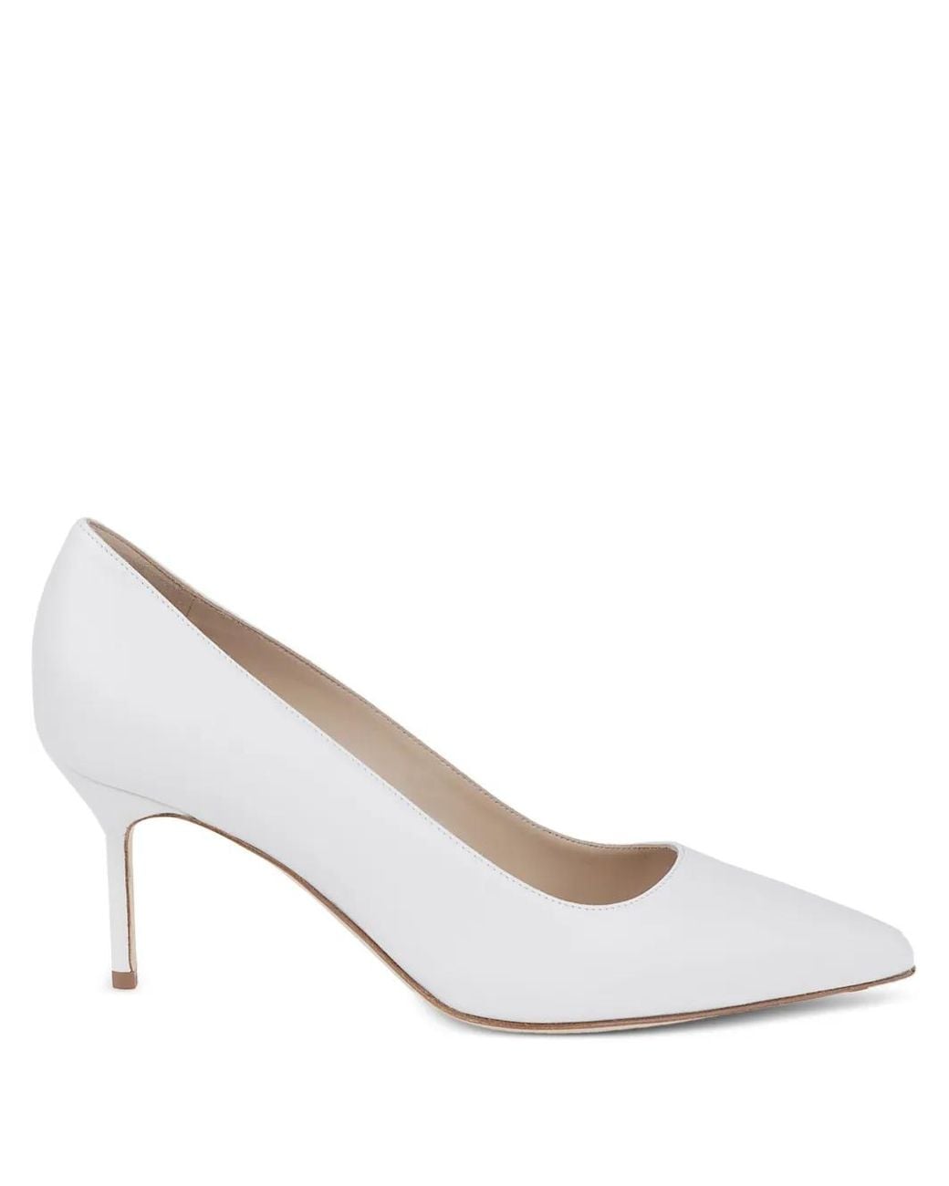 Manolo Blahnik White 90Mm Leather Pumps
