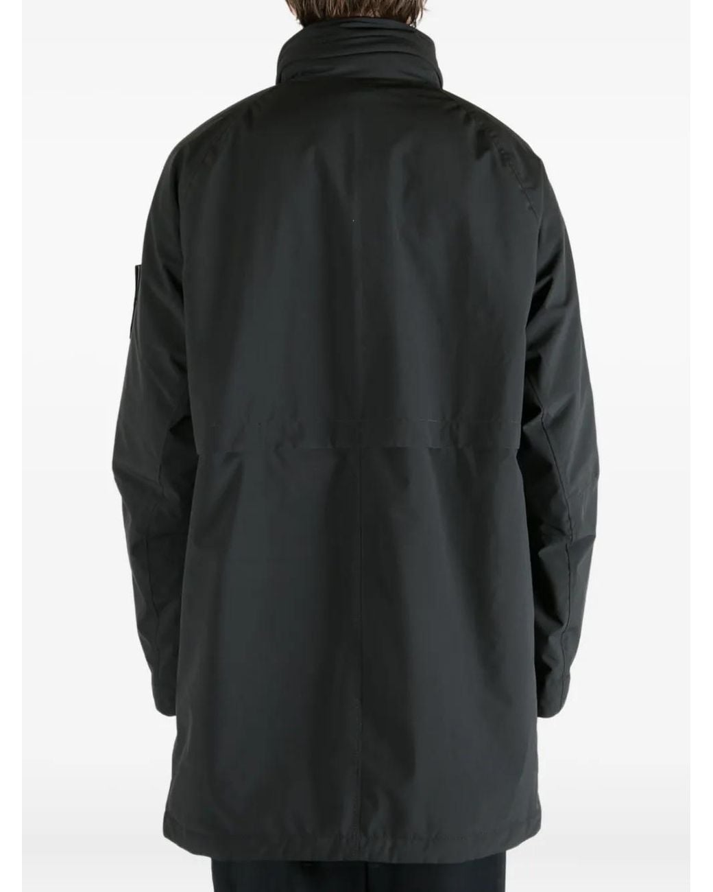 Stone Island Black Long Coat for men