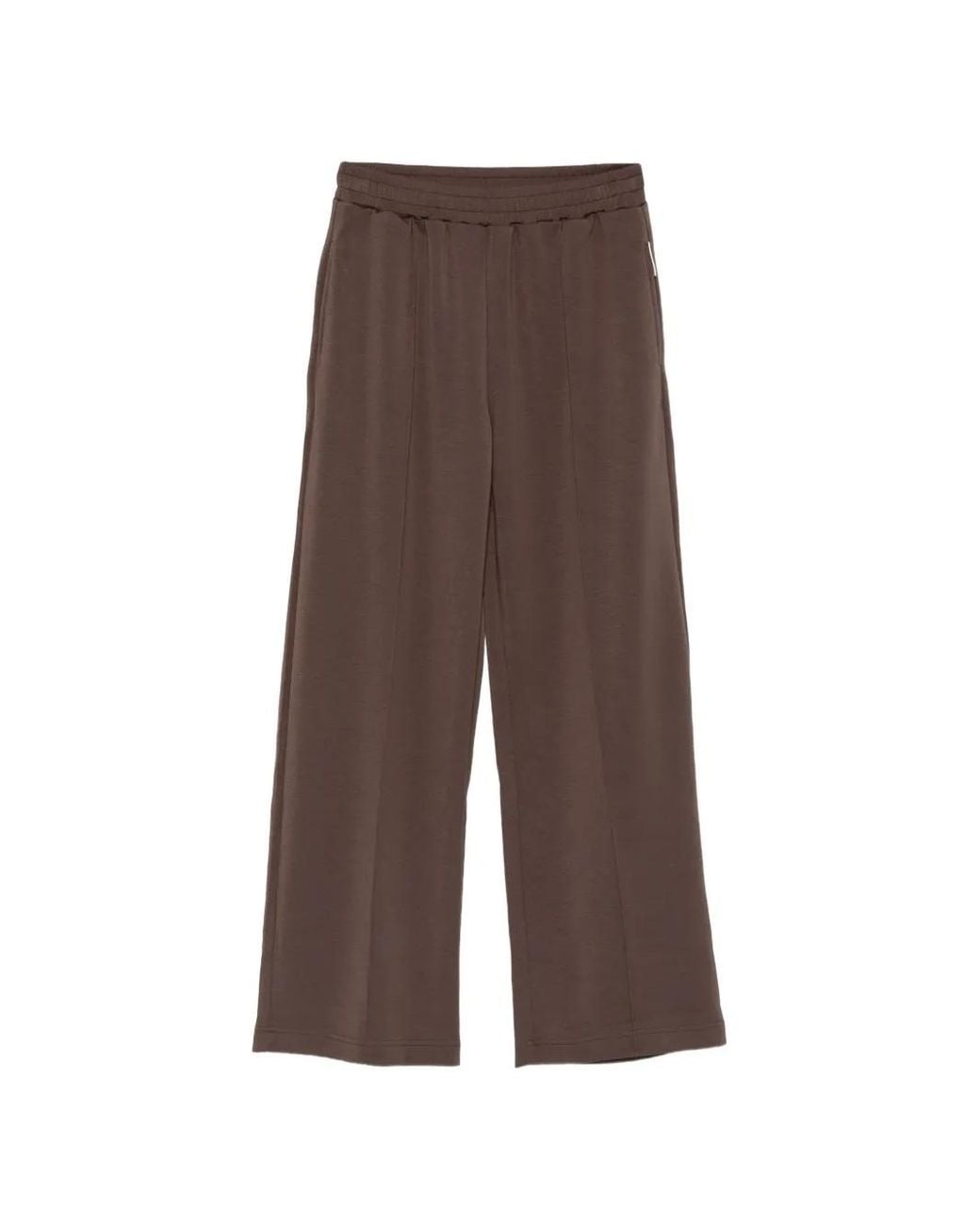 Marc O' Polo Brown Elasticated-Waistband Wide-Leg Trousers