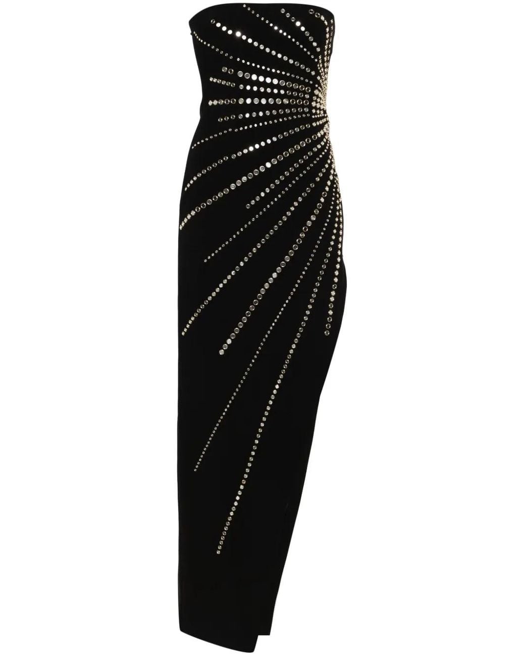 Nissa Mirrored-Studs Asymmetric Maxi Dress in Black | Lyst