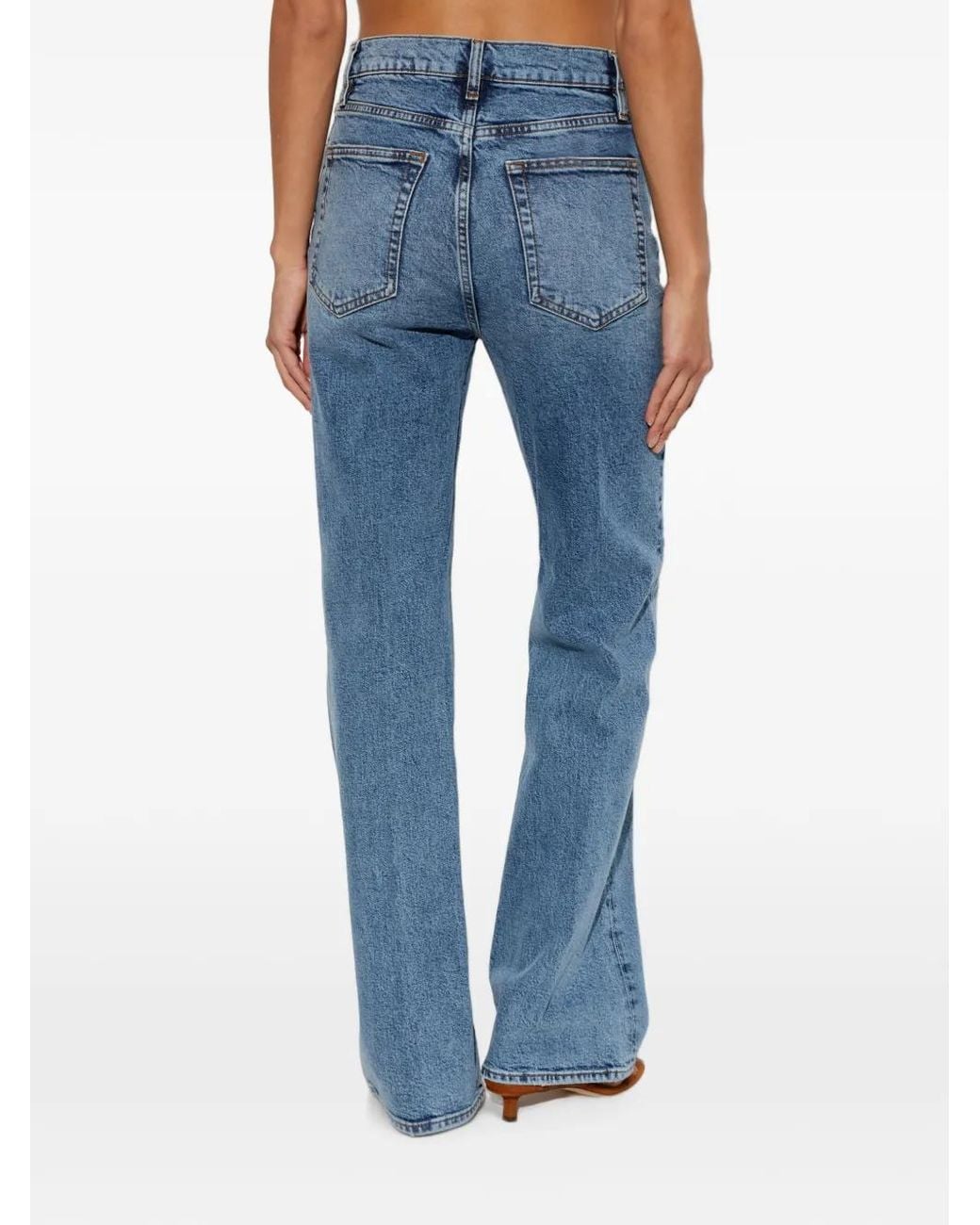 FRAME Blue Arrow Faded-Effect Five-Pocket Jeans