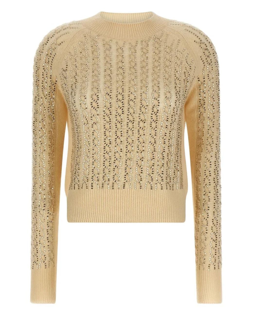 Ermanno Scervino Yellow Baguette Studded Sweater Sweaters And Cardigans